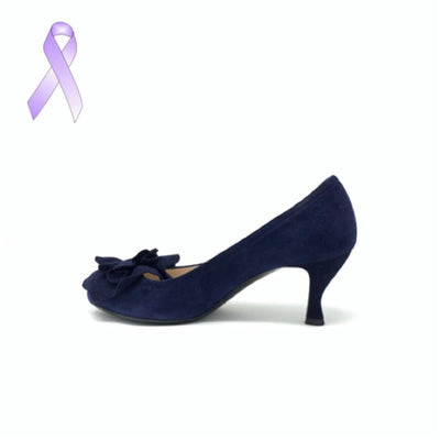 Giorgio Armani Blue Suede Heels designer consignment From Runway With Love Cancer research Charity donation