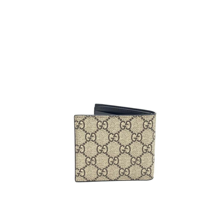 Gucci Bee Print GG Supreme Wallet Canvas Brown Consignment Shop From Runway With Love