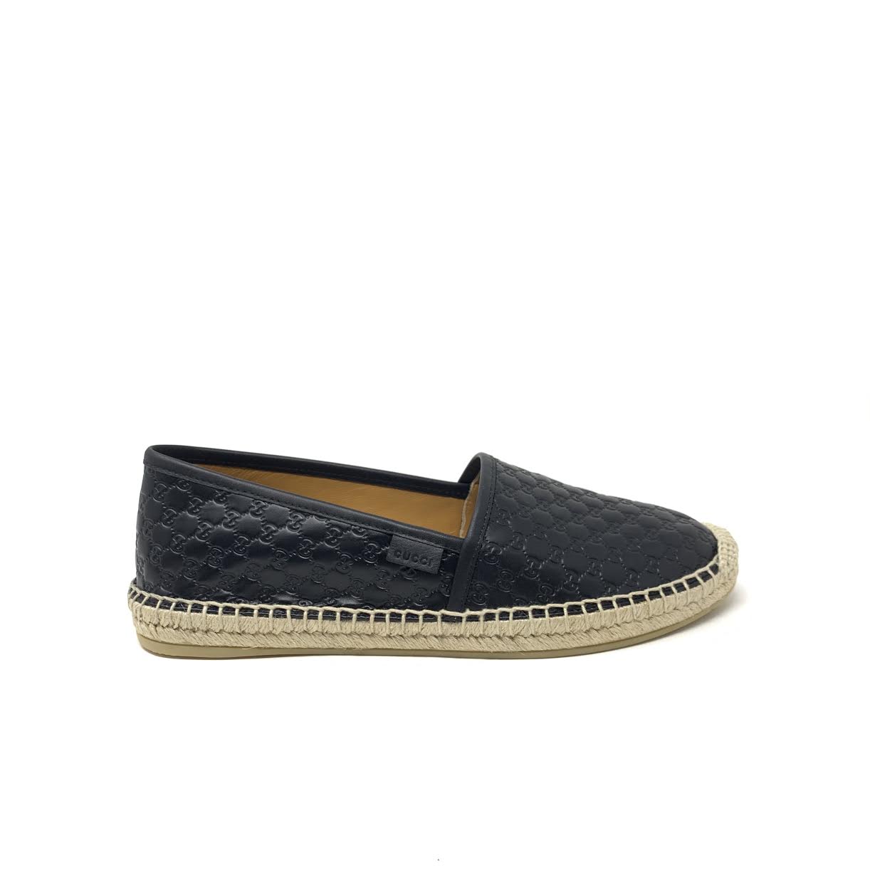 Charles Keasing rulletrappe bånd Gucci Black Guccissima GG Leather Espadrilles - Size 38.5