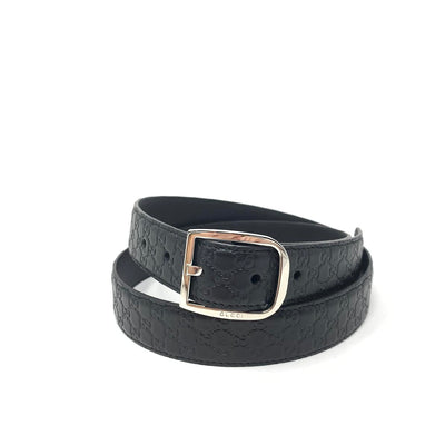 Gucci Black Guccissima Leather Belt Silver Buckle Consignment Shop From Runway With Love