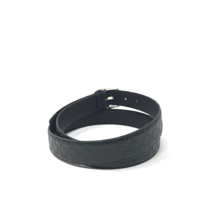 Gucci Black Guccissima Leather Belt Silver Buckle Consignment Shop From Runway With Love