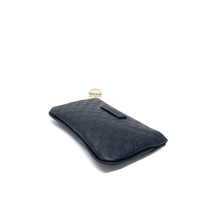 black Microguccissima leather Gucci key pouch wallet consignment shop from runway with love