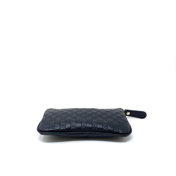 black Microguccissima leather Gucci key pouch wallet consignment shop from runway with love