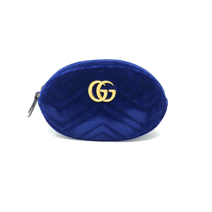 Vintage Gucci Black Matelassé Velvet Crystal Embellished GG Marmont Belt Bag  –