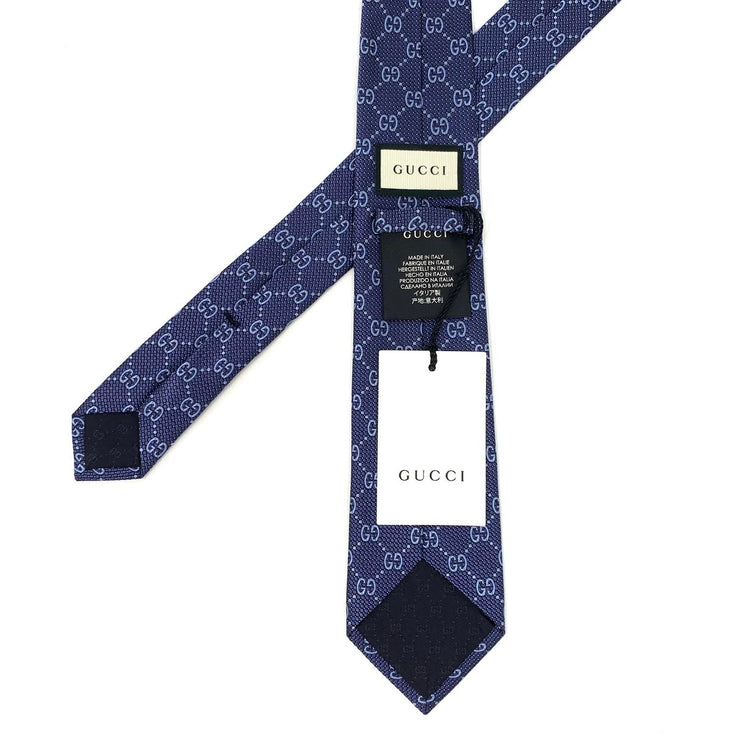 Gucci GG Silk Tie Blue Consignment Shop From Runway With Love