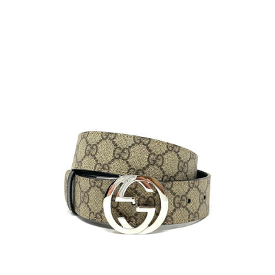 Gucci GG Supreme reversible Belt Interlocking G Designer Consignment From Runway With Love