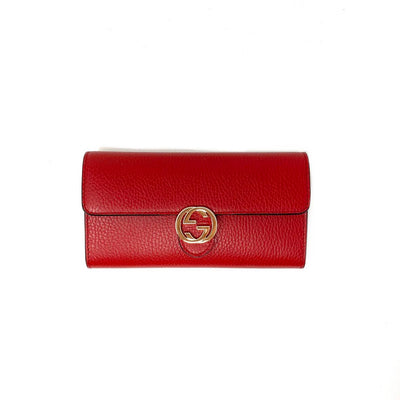 red leather Gucci continental interlocking gg wallet Consignment Shop From Runway With Love