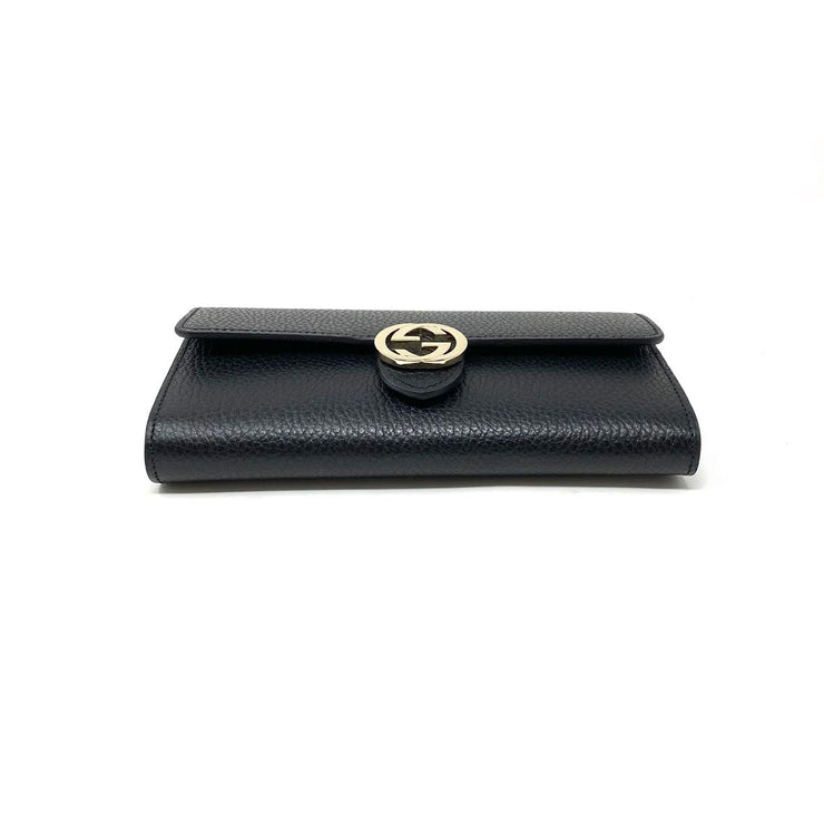 Black leather Gucci continental interlocking gg wallet Consignment Shop From Runway With Love