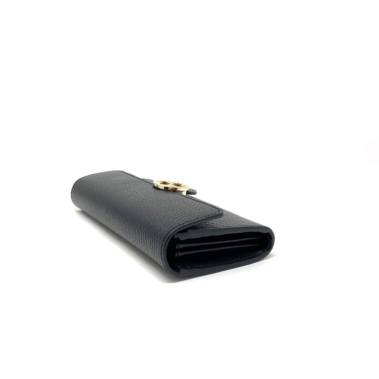 Black leather Gucci continental interlocking gg wallet Consignment Shop From Runway With Love