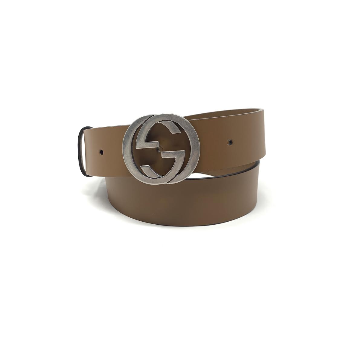 Authenticated Used Gucci belt beige brown silver interlocking