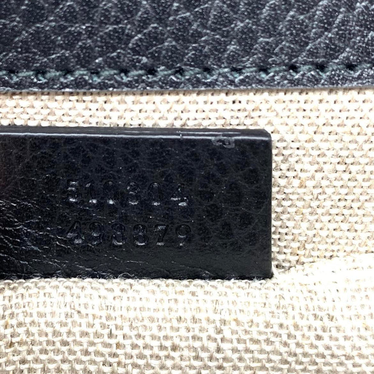 Gucci Interlocking GG Shoulder Bag Black Leather Silver Consignment Shop From Runway With Love