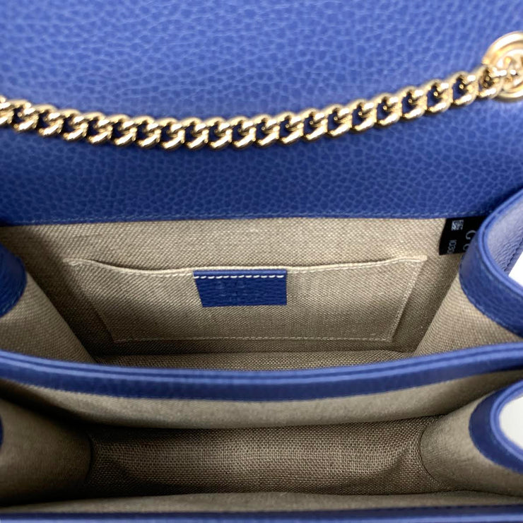 Gucci Interlocking GG Shoulder Bag Leather Blue Consignment Shop From Runway With Love