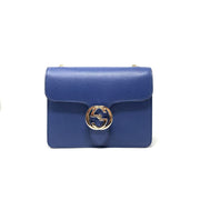 Gucci Interlocking GG Shoulder Bag Leather Blue Consignment Shop From Runway With Love