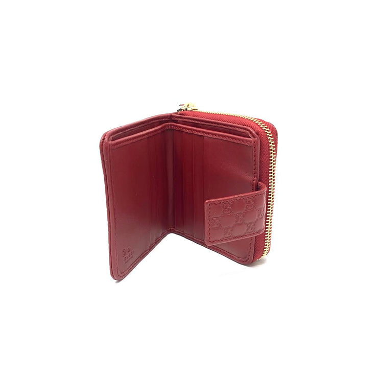 Gucci Leather Guccissima Red Compact Wallet Consignment Shop From Runway With Love