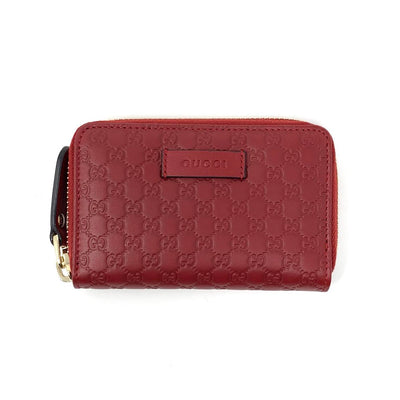 Gucci Leather Guccissima Red Zip Around Wallet Card Holder Gold Consignment Shop From Runway With Love