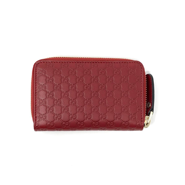 Gucci Leather Guccissima Red Zip Around Wallet Card Holder Gold Consignment Shop From Runway With Love