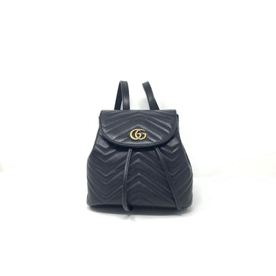 Gucci Marmont GG Matelassé Backpack Leather Black Consignment Shop From Runway With Love