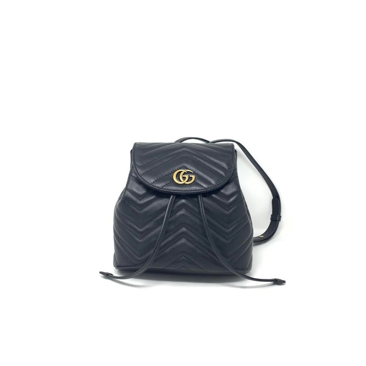gucci black mini gg marmont 2.0 backpack Leather Bag 598594 Gucci expands the GG Marmont family with this compact backpack Gucci Mini Backpack Black -