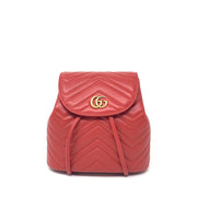 Gucci Marmont GG Matelassé Backpack Red Leather Consignment Shop From Runway With Love