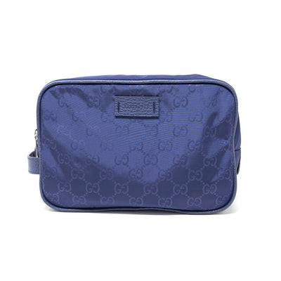 Gucci navy Blue Nylon Toiletry Bag Cosmetic Consignment Shop From Runway With Love