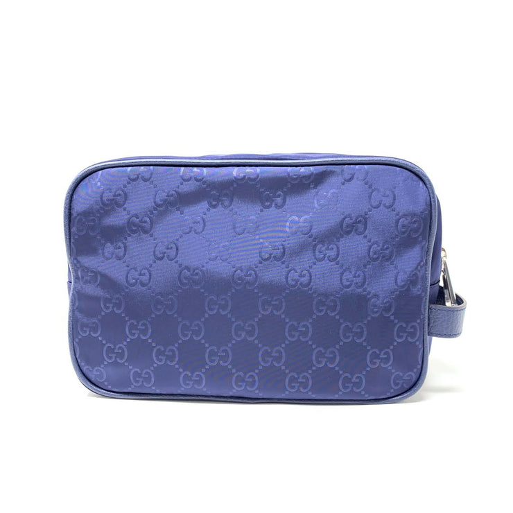 Gucci navy Blue Nylon Toiletry Bag Cosmetic Consignment Shop From Runway With Love