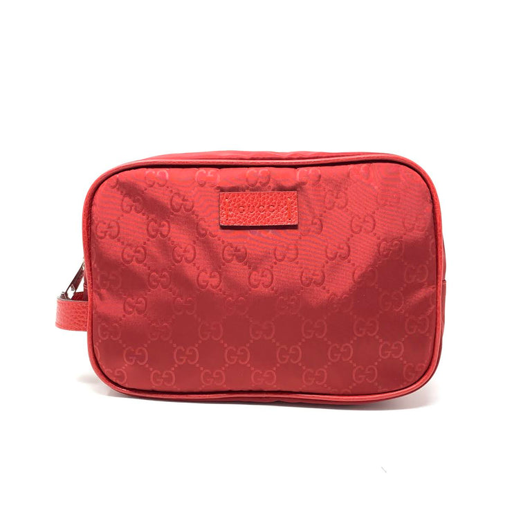 Gucci Red Nylon Toiletry Bag Cosmetic  Consignment Shop From Runway With Love