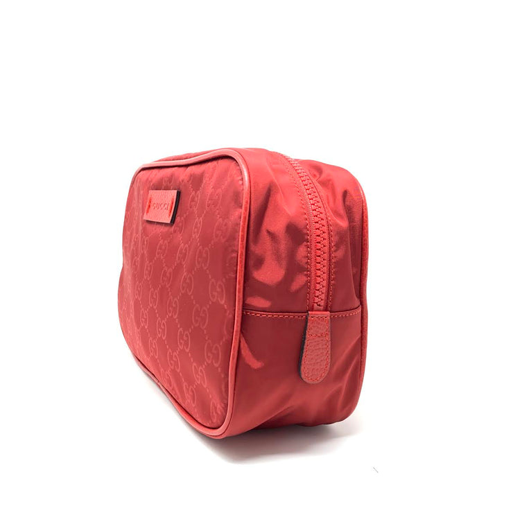 Gucci Red Nylon Toiletry Bag Cosmetic  Consignment Shop From Runway With Love