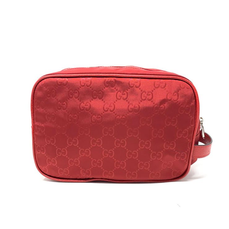 Gucci Red Nylon Toiletry Bag Cosmetic  Consignment Shop From Runway With Love