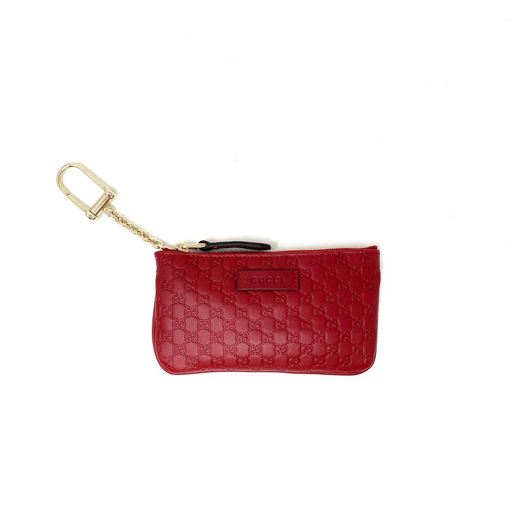 red Microguccissima leather Gucci key pouch wallet consignment shop from runway with love