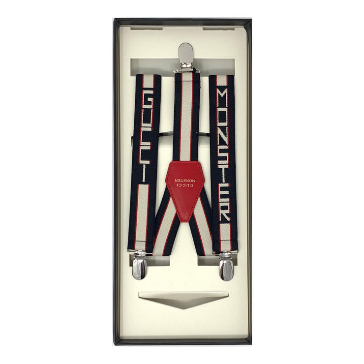Gucci Monster Blue and White SuspendersKids Boys Children's Consignment Shop From Runway With Love 