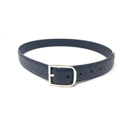 Gucci Navy Guccissima Leather Belt Silver Buckle Mens Consignment Shop From Runway With Love