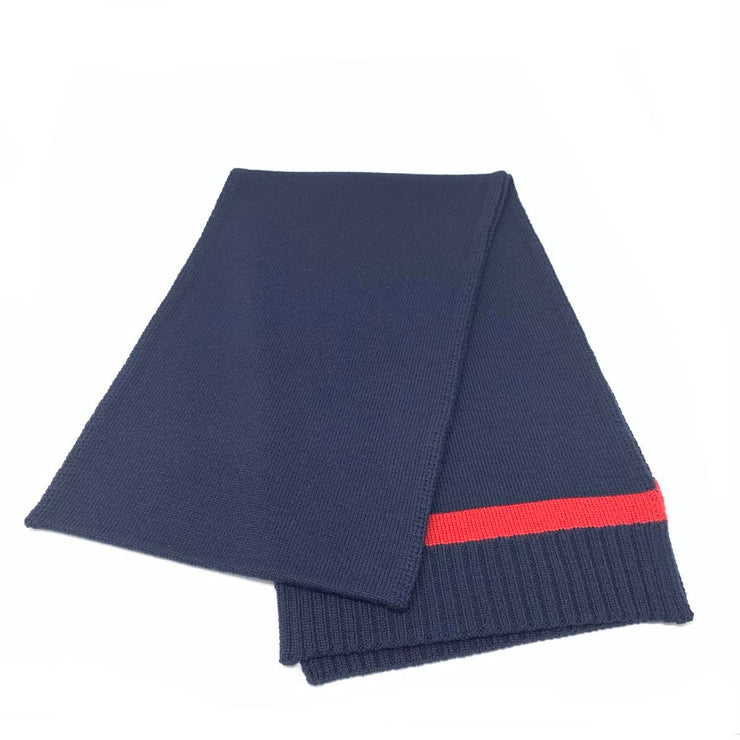 Gucci Navy Blue Wool Scarf Red Stripe Consignment Shop From Runway With Love