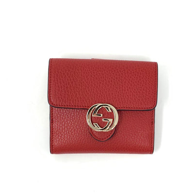 Gucci Interlocking GG Compact Wallet Red Leather Consignment Shop From Runway With Love