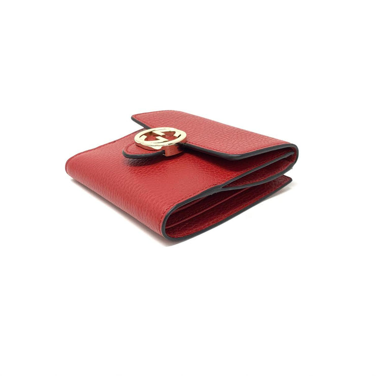 Gucci Interlocking GG Compact Wallet Red Leather Consignment Shop From Runway With Love