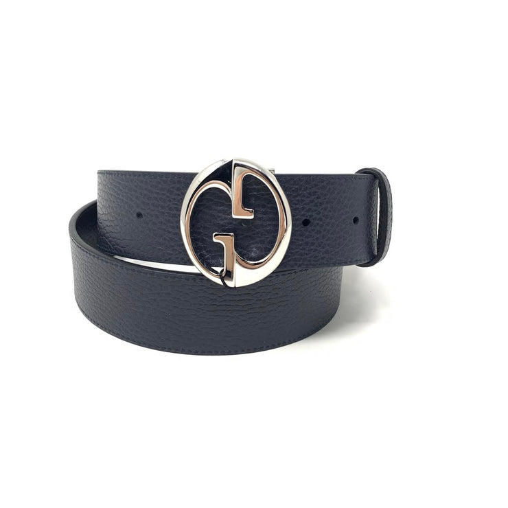 Gucci Reversible Belt Navy Blue Leather Consignment Shop From Runway With Love