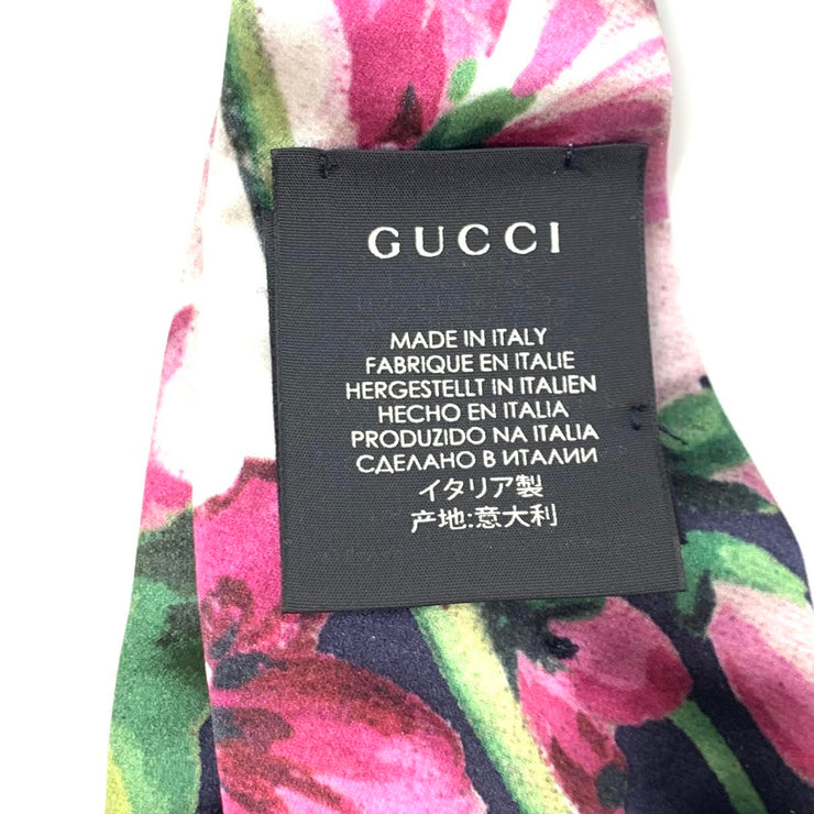 Gucci Silk Duchesse Headband Floral Navy Blue Pink Consignment Shop From Runway With Love