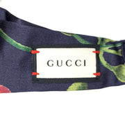 Gucci Silk Duchesse Headband Floral Navy Blue Pink Consignment Shop From Runway With Love