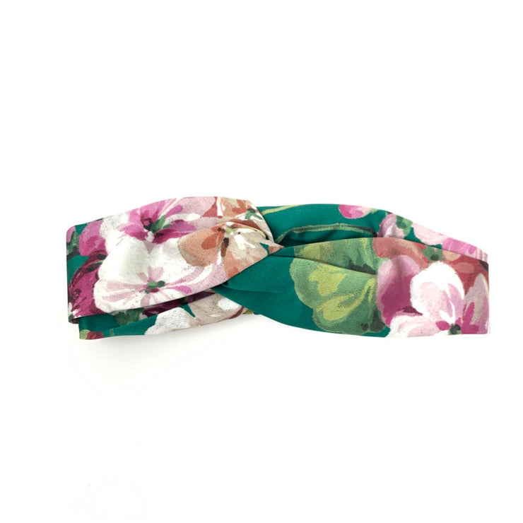 Gucci Silk Duchesse Headband Floral Green Pink Consignment Shop From Runway With Love