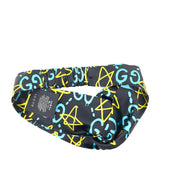 Gucci Silk Headband Ghost Stars Black Blue Luxury designer consignment shop from runway with love