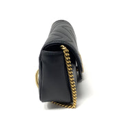 Gucci Super Mini GG Marmont Matelassé Bag in Black consignment Shop From Runway With Love