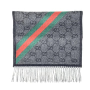 Gucci Wool-Blend Signature Web Scarf Gray Alpaca Wool Consignment Shop From Runway With Love