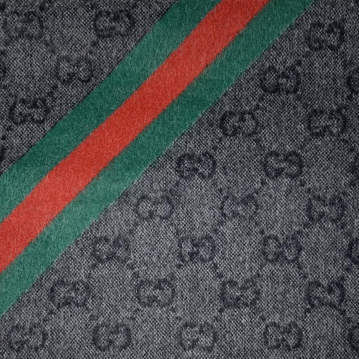 Gucci Wool-Blend Signature Web Scarf Gray Alpaca Wool Consignment Shop From Runway With Love