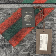 Gucci Wool-Blend Signature Web Scarf Gray Alpaca Wool Consignment Shop From Runway With Love