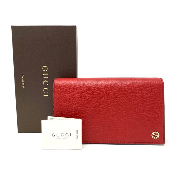 Gucci Betty Leather Wallet on Chain Red