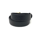 Gucci Black Guccissima Belt Gold Buckle Designer Consignment From Runway With Love 