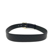 Gucci Black Guccissima Belt Gold Buckle Designer Consignment From Runway With Love 