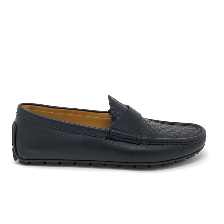Gucci Black Guccissima Driving Loafers Designer consignment From Runway With Love