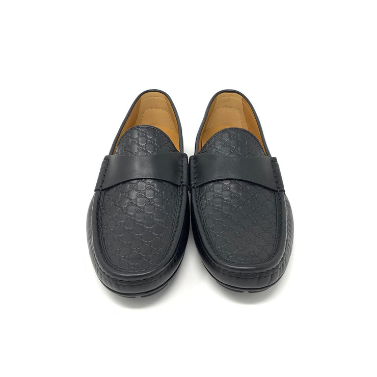 Gucci Black Guccissima Driving Loafers Designer consignment From Runway With Love