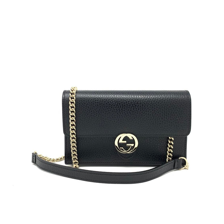 Gucci Interlocking GG Wallet On Chain in Black w/ Tags