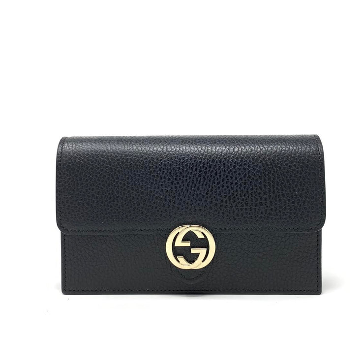Gucci Interlocking GG Wallet On Chain in Black w/ Tags